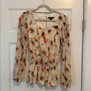 St. John Cream and Orange Floral Blouse